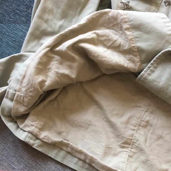 Chicos Green Boho Beaded Button Down Moto Jacket - Picture 8 of 10